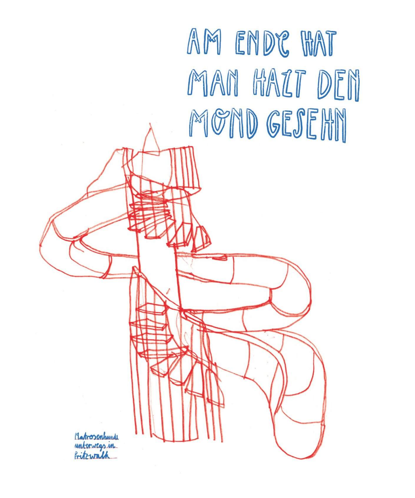 Matrosenhunde, Am Ende hat man halt den Mond gesehen, illustration aus Berlin, Freibad, Rutsche, Pritzwalk