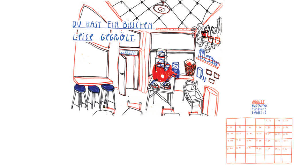 Matrosenhunde, Monatskalender, August, leise, gegrölt, Café, Bariste