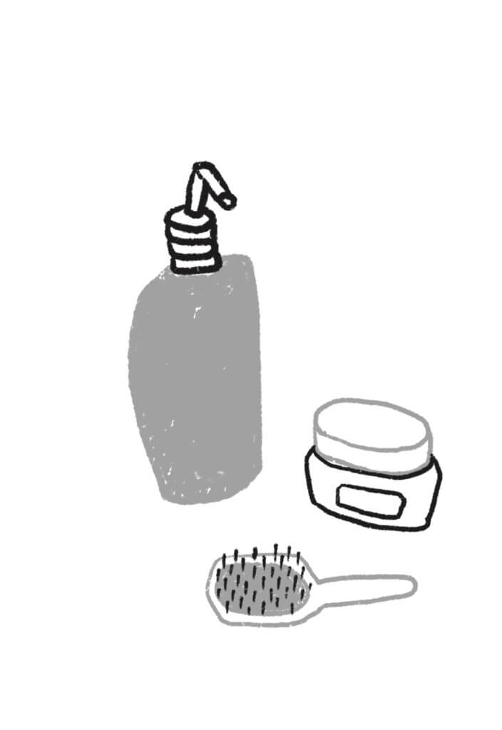 Matrosenhunde, Illustration, Kleine Krisen, Bürgerliche Dämmerung, Badezimmer-Utensilien, Cremes, Haarbürste