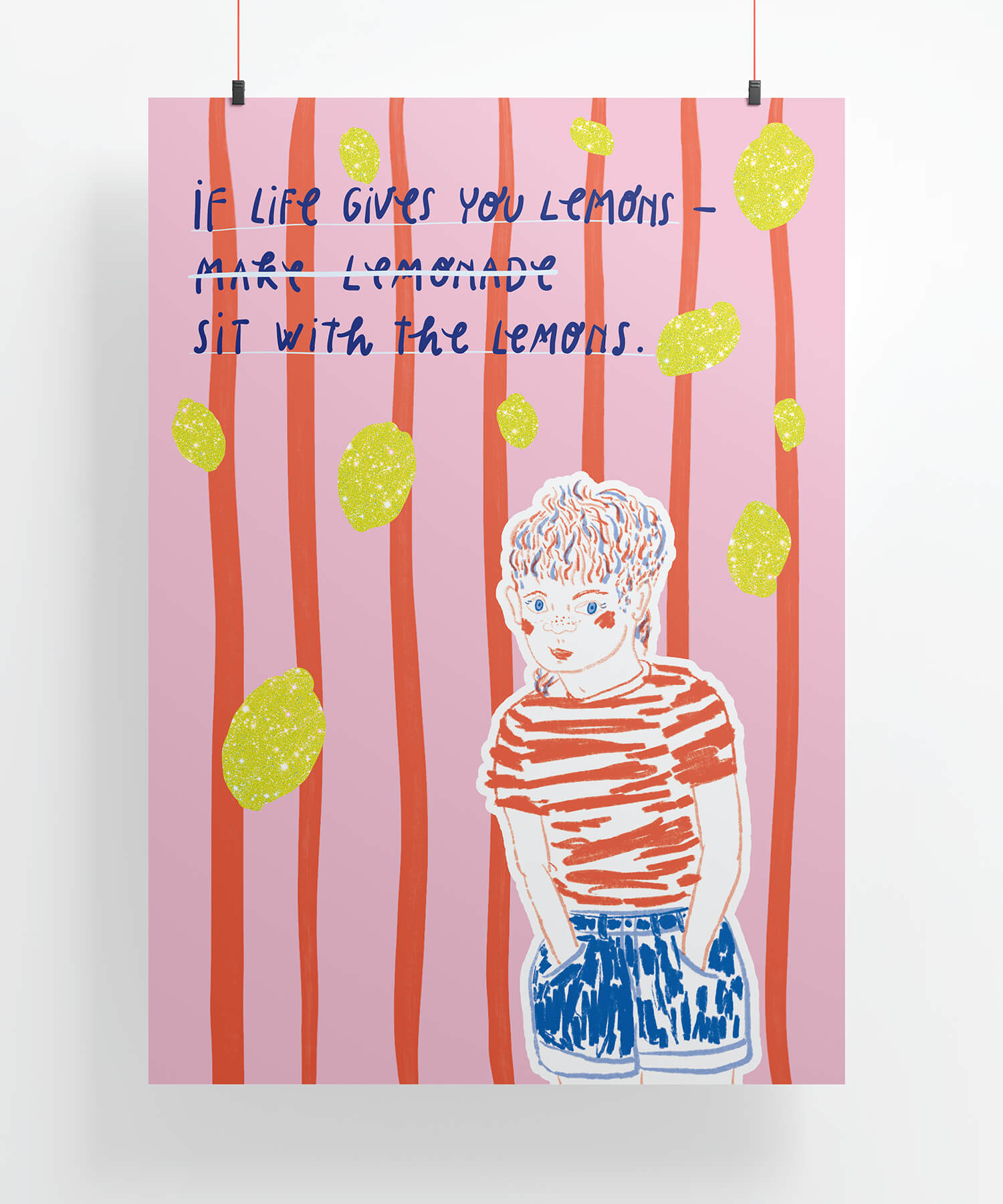 Matrosenhunde, Plakat, If live gives you lemons, sit with the lemons, Illustration, Glitzerfarbe, Zitronen, Fine Art Print