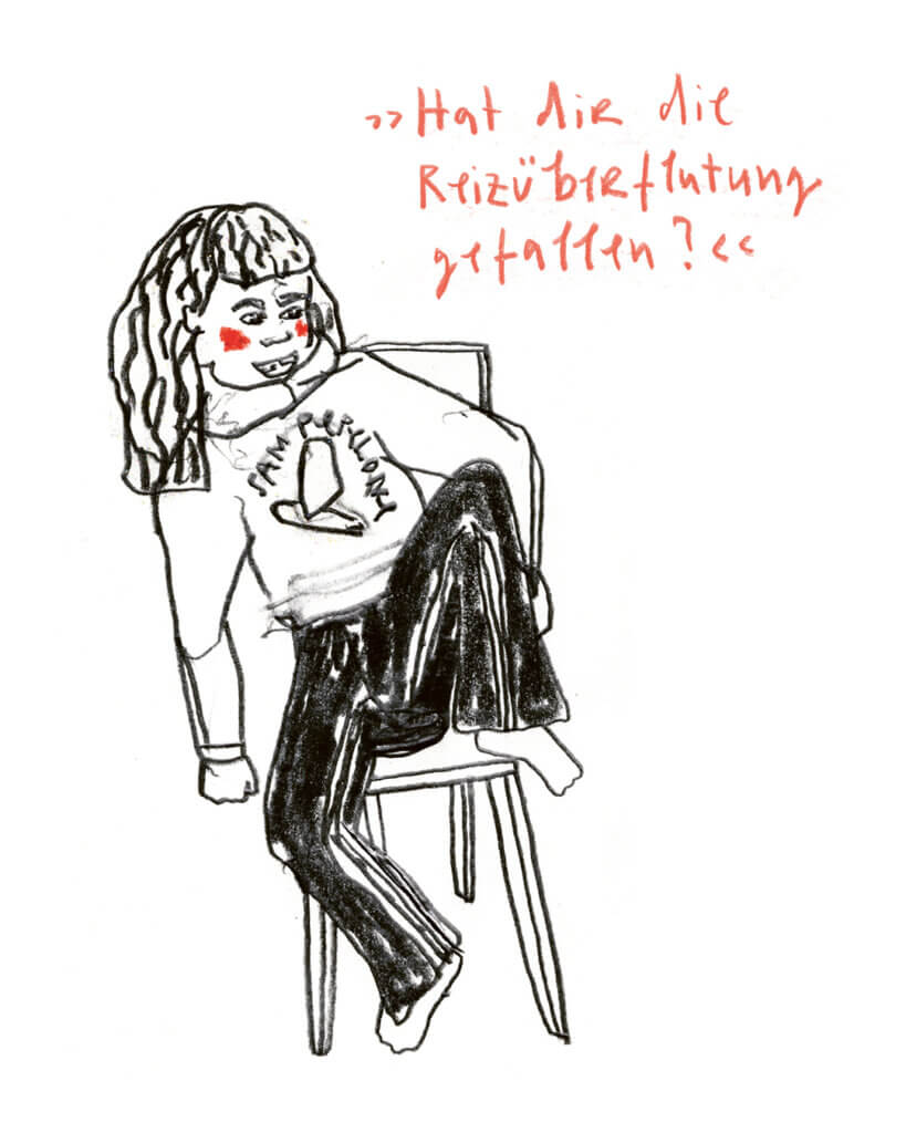 Matrosenhunde, Wochenkalender, Illustration, Hat dir die Reizüberflutung gefallen, chillen, Stuhl, sitzen, Kind, Kapuzenpulli