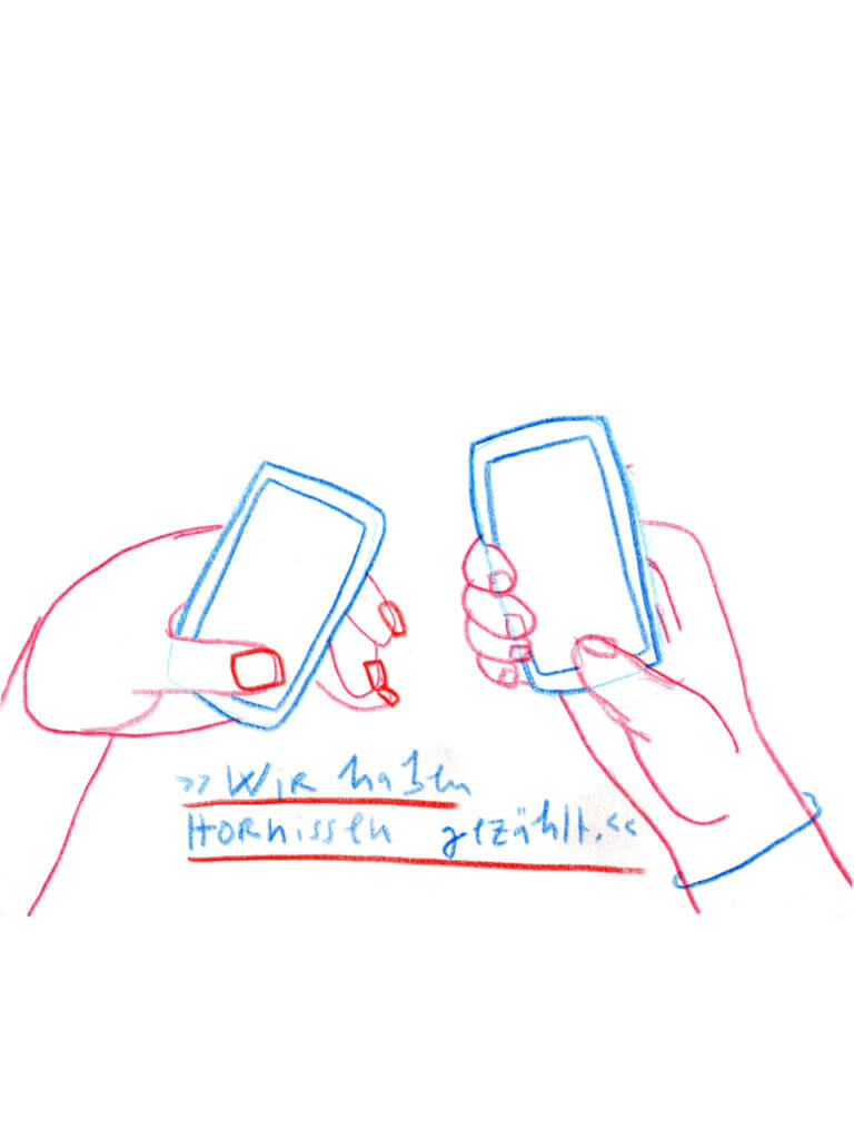 Wir haben Hornissen gezählt, Matrosenhunde, Handys, Hände, Hornissen, zählen, App, Freizeit, beschäftigung, Naturschutz, das gute Leben, Illustration, Wochenkalender,